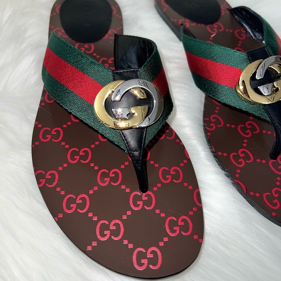 Gucci - Kika Canvas Thong Sandals - Picture 11 of 16